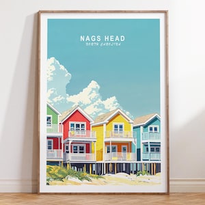 Nags Head Reiseposter, Nags Head North Carolina Wandkunst, North Carolina Reisedruck, Geburtstagsgeschenke, Hochzeitsgeschenke