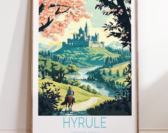 The Legend Of Zelda Poster, Hyrule Great Plateau Wall Art, Hyrule Travel Print, House Warming Gifts, Birthday Gifts, Wedding Gifts