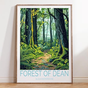 Arte mural de Dean Forest Gloucestershire, póster de viaje de Forest of Dean, impresión de viaje de Gloucestershire, regalos de boda, decoración del hogar
