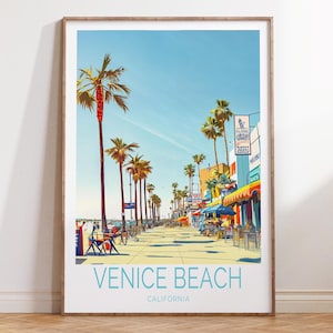 Venice Beach Poster, Venice Beach California Travel Wall Art, California Travel Print, Wedding Present, Birthday Present