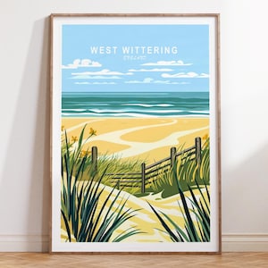West Wittering Küstenwandkunst, West Sussex Poster, England West Wittering Druck, Strand Wanddekor, minimalistische Citysape Kunst