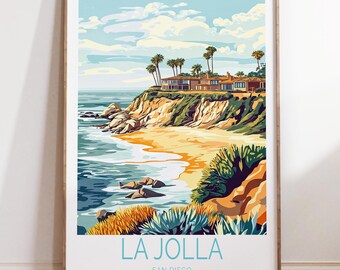 La Jolla San Diego Reiseplakat, San Diego Wandkunst, La Jolla Reisedruck, Stadt Personalisierte Geschenke, Geburtstagsgeschenke