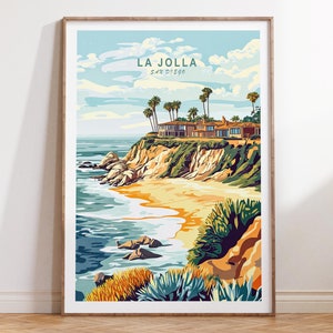 La Jolla Custom Travel Poster, La Jolla San Diego Wall Art, California Travel Print, Birthday Present, Wedding Present