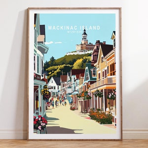 Mackinac Island Michigan Poster, Mackinac Island Travel Wall Art, Michigan Travel Print, House Warming Gifts, Travel Gifts