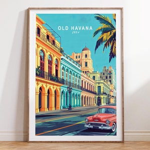 Alt-Havanna Wandkunst, Alt-Havanna Kuba Reise-Druck, Kuba Reise-Druck, personalisierte Housewarming Geschenke, Minimalis Poster