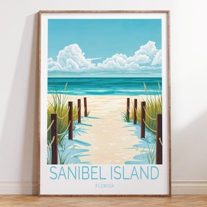 Sanibel Island Reiseplakat, Sanibel Island Wandkunst, Sanibel Island Florida Reisedruck, Reisegeschenke, Wohndekor