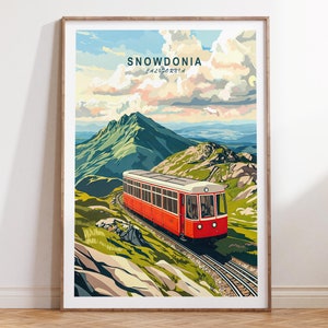 Cartaz de viagem personalizado Snowdonia Wales, impressão do Parque Nacional Snowdonia, arte de parede de viagem do País de Gales, presentes de aniversário, presentes de viagem
