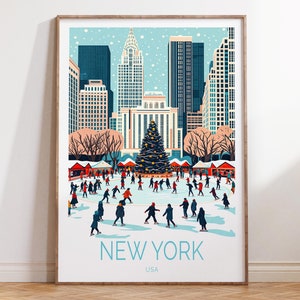 New York USA Custom Travel Poster, New York City Wall Art, USA Winter Print, Birthday. Gifts, Wedding Gifts, Home Decor