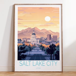 Salt Lake City Utah Travel Poster, Salt Lake City Wall Art, Utah Travel Poster, House Warming Gifts, Birthday Gifts