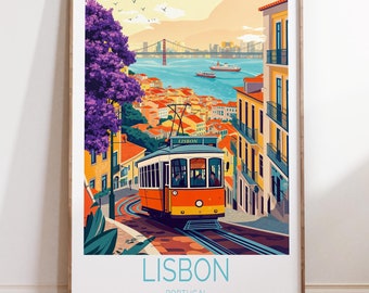Lisbon Tram Travel Poster, Portugal Travel Wall Art, Portugal Lisbon Print, House Warming Gifts, Travel Gifts, Home Decor