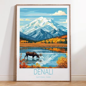 Denali Mount Wall Art, Denali National Park Travel Poster, Alaska National Park Print, Personlised Gifts, Home Decor Gifts