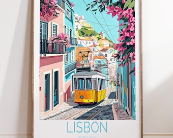 Lisbon Portugal Travel Poster, Lisbon Travel Wall Art, Portugal Travel Print, City Personalised Gifts, Wedding Gifts