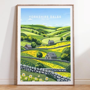 Yorkshire Dales Reiseplakat, Yorkshire England Wandkunst, Nationalpark-Druck, personalisierte Reisegeschenke, Geburtstagsgeschenke