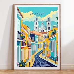 Salvador Travel Poster, Salvador Brazil Wall Art, Brazil Travel Print, City Personalised Gifts, Travel Gifts, Home Decor