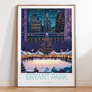 Bryant Park New York Reiseposter, New York City Wandkunst, Bryant Park Reisedruck, Geburtstagsgeschenk, Hochzeitsgeschenk