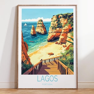 Lagos Custom Travel Poster, Lagos Portugal Travel Wall Art, Algarve Travel Print, City Personalised Gifts, Birthday Gifts