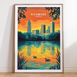 Richmond Virginia Travel Poster, Virginia City Wall Art, James River Print, House Warming Gifts, Birthday Gifts, Home Decor