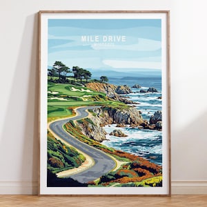 Mile Drive Monterey Travel Poster, Mile Drive Wall Art, Monterey Travel Print, City Personalised Gifts, Wedding Present