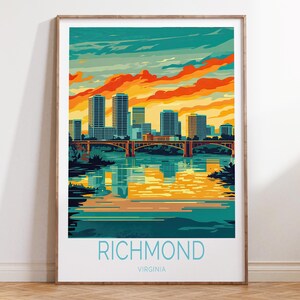 Richmond Virginia Travel Poster, James River Travel Wall Art, Virginia Print, City Personalised Gifts, Travel Gifts