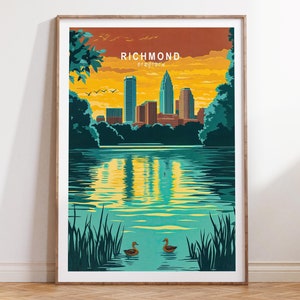 Richmond Virginia Poster, James River Travel Wall Art, Virginia City Personalised Gifts, Birthday Present, Wedding Present