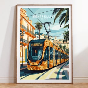 Poster de voyage Montpellier, art mural voyage France, impression Montpellier France, cadeaux de pendaison de crémaillère, cadeau d'anniversaire
