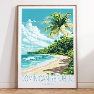 Dominican Republic Travel Poster, Dominican Republic Caribbean Wall Art Print, Caribbean Print, Birthday Gifts, Wedding Gifts