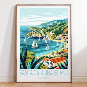 Santa Catalina Island Travel Poster, Santa Catalina California Wall Art,  California Travel Print, Travel Gifts, Home Decor