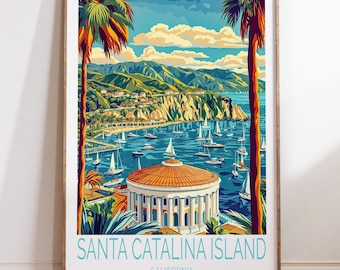サンタカタリナ島のプリント：カリフォルニア旅行ポスター - Etsy 日本