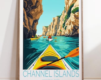 Póster del Parque Nacional de las Islas del Canal, Impresión de arte mural de las Islas del Canal de California, Impresión del Parque Nacional, Regalos personalizados, Decoración del hogar