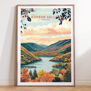 Hudson Valley poster, Hudson Valley New York reizen muurkunst, Hudson Valley print, verjaardagscadeau, stad gepersonaliseerde cadeaus