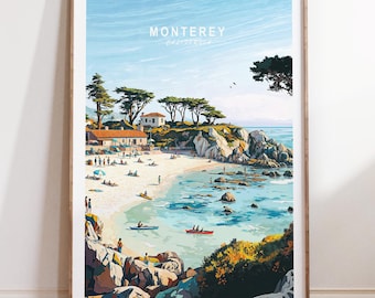 Monterey California Poster, California Travel Wall Art, Monterey Travel Print, City Personalised Gifts, Wedding Present