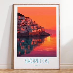 Skopelos Greece Travel Print, Greece Travel Poster Skopelos Wall Art Print, House Warming Gifts, Birthday Present