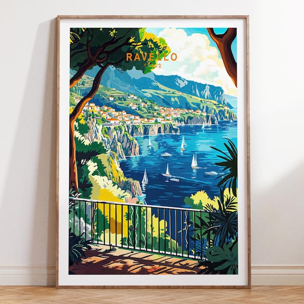 Ravello Italy Travel Poster, Ravello Travel Wall Art, Italy Travel Print, City Personalised Gifts, Wedding Present
