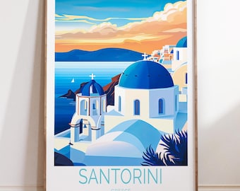 Santorini Reisedruck - Griechenland, Santorini Reiseplakat, Griechenland Druck, Griechenland Poster, Reise Wandkunst, Santorini Druck