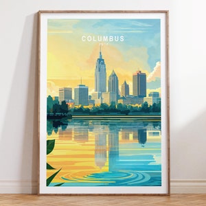 Columbus Ohio Custom Travel Poster, Columbus City Wall Art, Ohio Travel Print, City Personalised Gifts, Birthday Gifts