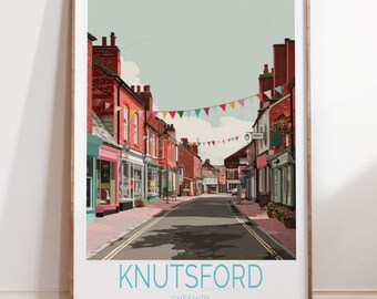 Knutsford Cheshire England Print, Colorful British Street Art