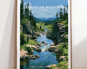 Québec Poster, Canada Nature Print, Laurentian Mountains