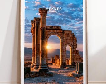 Meknes Poster, Volubilis Ruins Print, Morocco Wall Decor