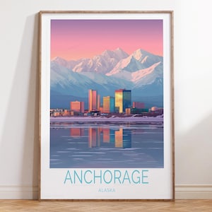 Anchorage Alaska Travel Print, Alaska Travel Poster, Anchorage Travel Wall Art, Personalised Travel Gifts, Home Decor