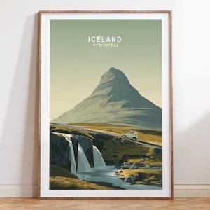 Iceland Travel Poster, Iceland Kirkjufell Travel Wall Art, Kirkjufell Travel Print, Minimalist Travel Poster, Wedding Gifts