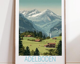 Adelboden Switzerland Travel Poster, Adeboden Travel Wall Art