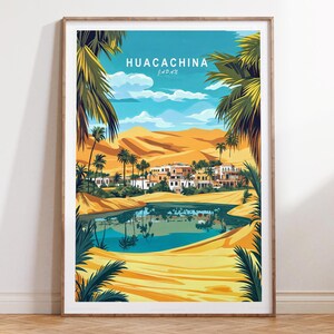 Huacachina Wall Art Print, Peru Travel Print, Huacachina Peru Travel Poster, Minimalist Travel Poster, Wedding Gifts