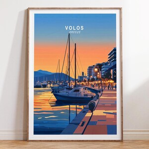 Póster de viaje de Volos, arte mural de viaje a Grecia, impresión de viaje de Volos, Grecia, póster de viaje minimalista, regalos para inauguración de casa