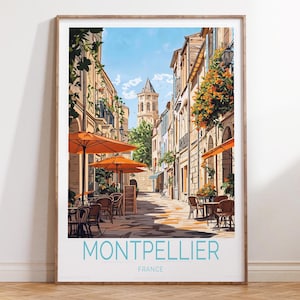 Impression voyage Montpellier France, art mural voyage France, affiche de voyage Montpellier, affiche de voyage personnalisée, décoration d'intérieur