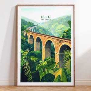 Affiche de voyage Ella, impression de voyage Ella au Sri Lanka, impression d'art mural Sri Lanka, affiche de voyage minimaliste, cadeaux d'anniversaire