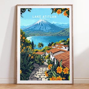 Lake Atitlan Wall Art Print, Lake Atitlan Guatemala Travel Prin, Guatemala Travel Poster, Minimalist Travel Poster, Birthday Gifts