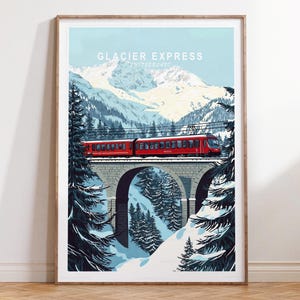 Glazer Express Schweiz Druck, Schweiz Reisewandkunst, Glazer Express Schweiz Plakat, Minimalistisches Reiseplakat, Wohndekor