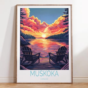 Muskoka Wall Art Print, Muskoka Canada Travel Poster, Canada Travel Print, Prezenty ślubne, Prezenty urodzinowe, Wystrój domu