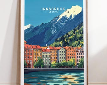 Innsbruck Austria Travel Print, Austria Travel Poster, Innsbruck Travel Wall Art, Minimalist Cityscape, Birthday Gifts