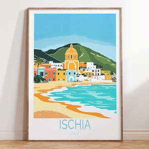 Impression d&#39;art mural Ischia Italie, affiche de voyage en Italie, impression de voyage Ischia, cadeaux d&#39;anniversaire, cadeaux de mariage, cadeaux de décoration intérieure